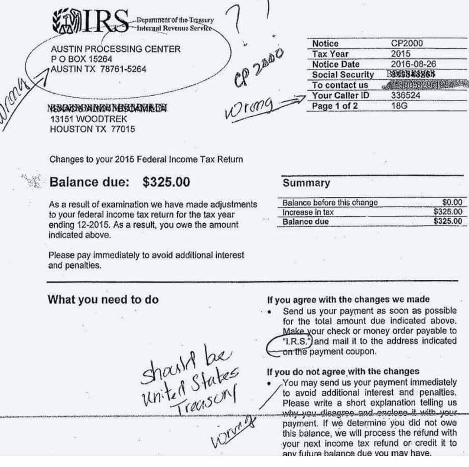 IRS scam letter
